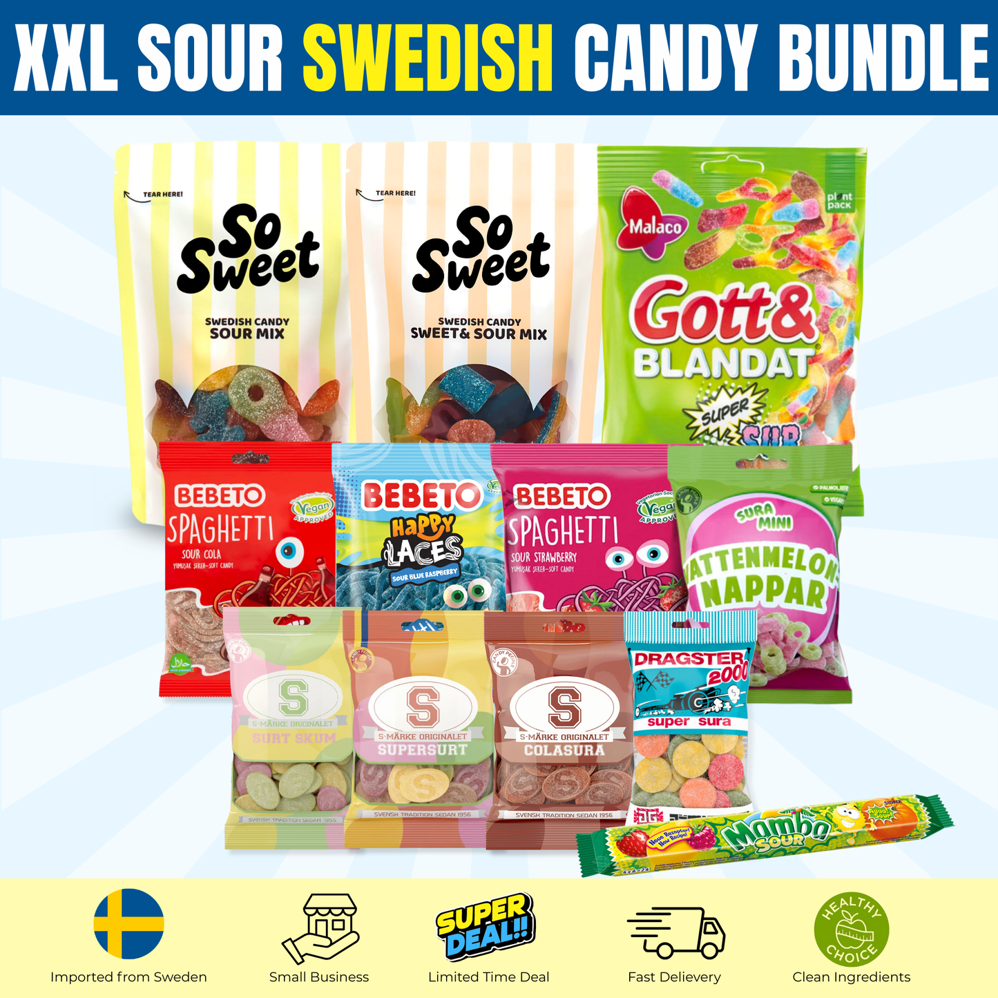 XXL Sour Swedish Candy Bundle 2.8 lb