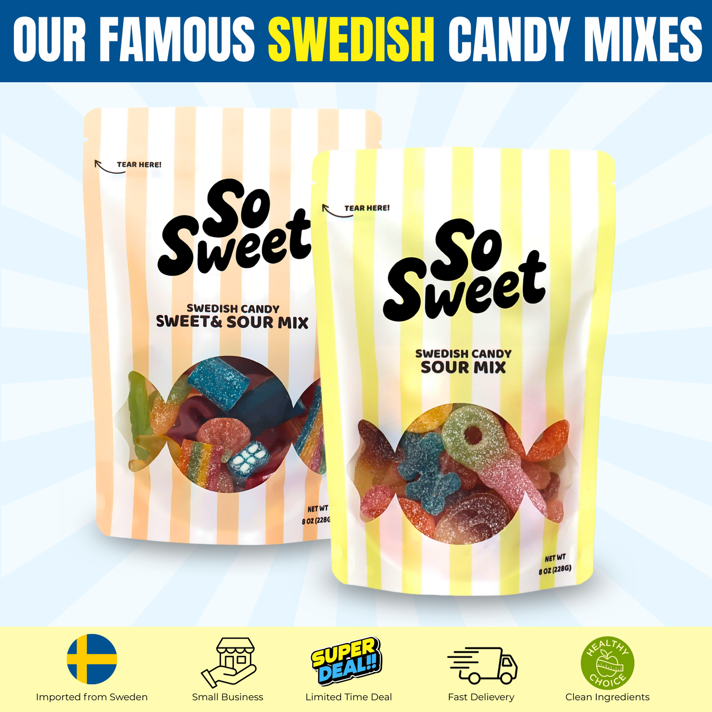 XXL Sour Swedish Candy Bundle 2.8 lb