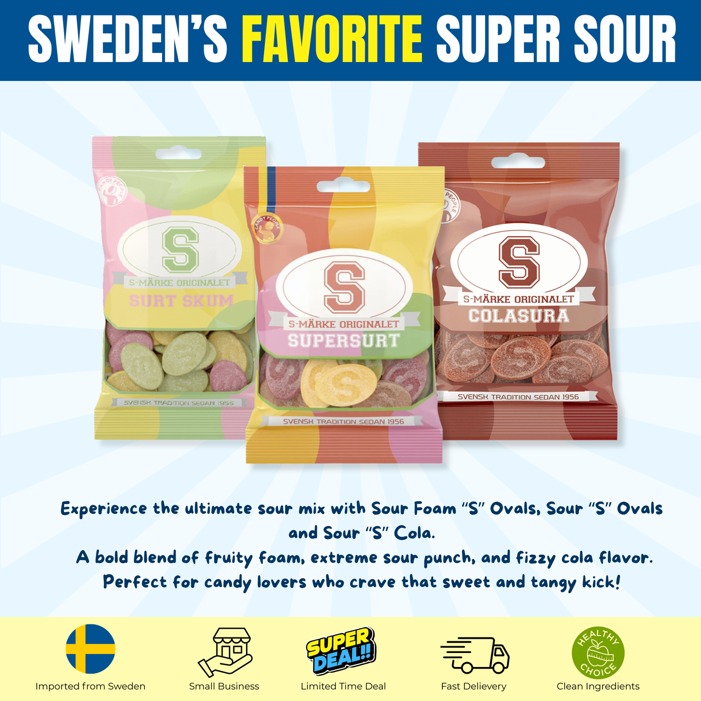XXL Sour Swedish Candy Bundle 2.8 lb