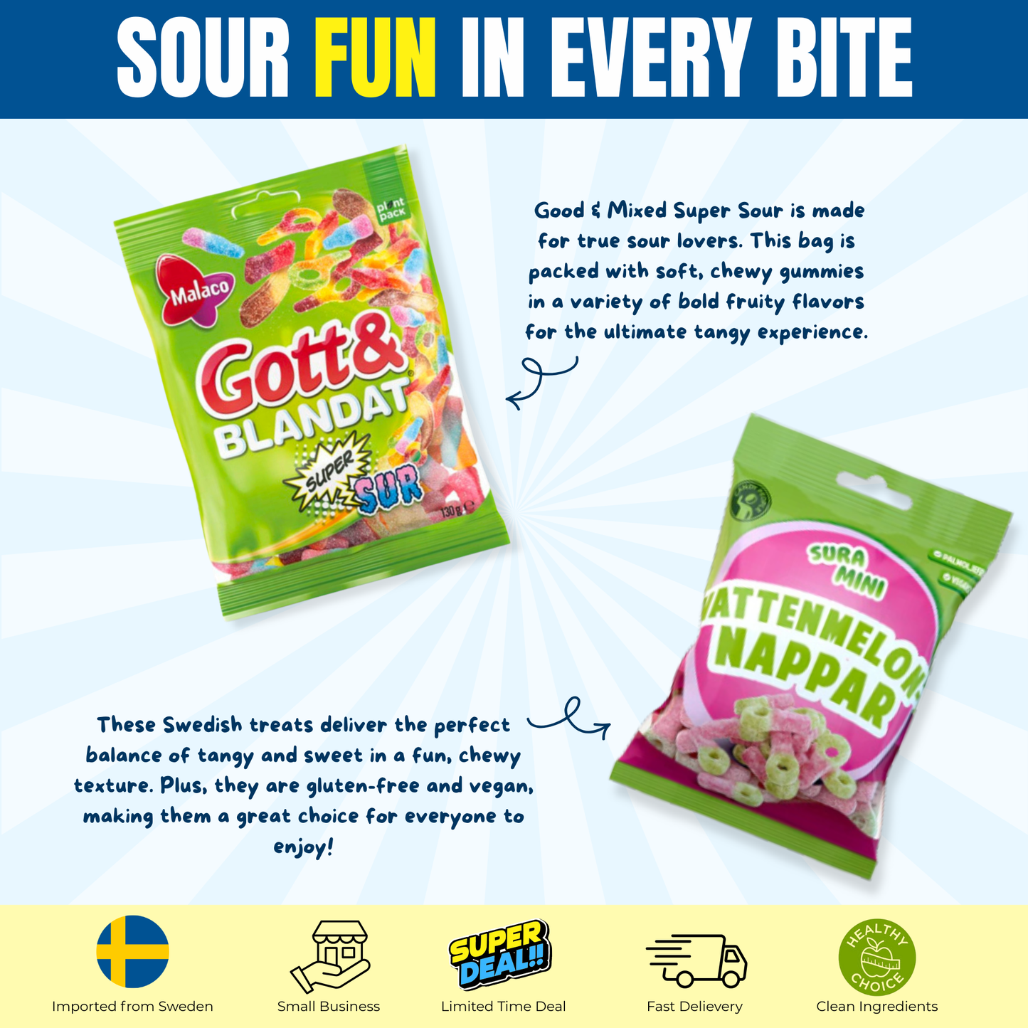 XXL Sour Swedish Candy Bundle 2.8 lb