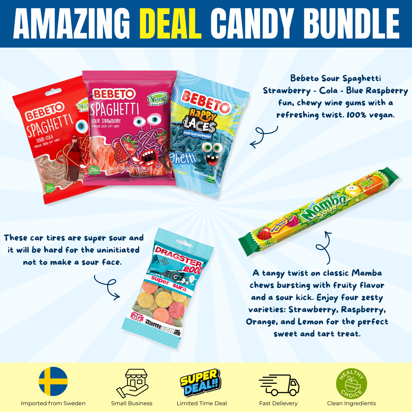 XXL Sour Swedish Candy Bundle 2.8 lb